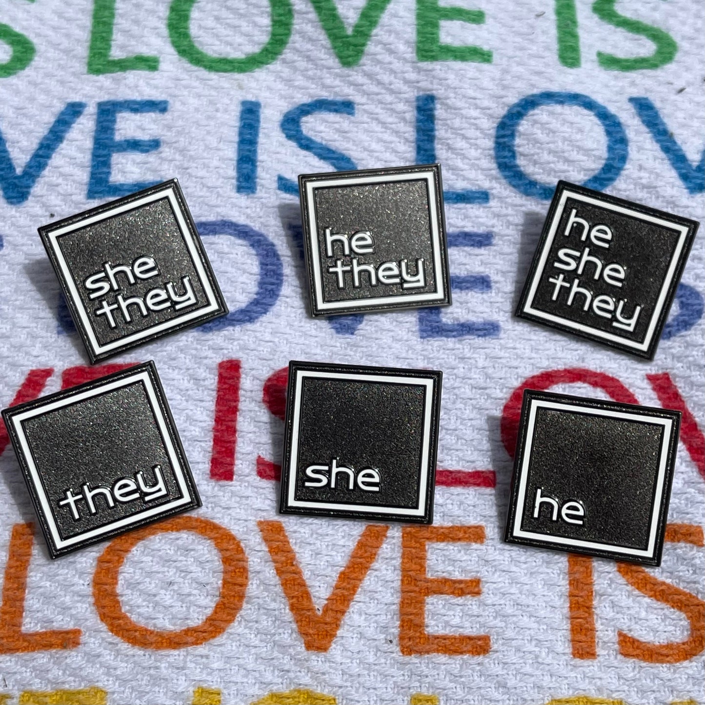 Pronoun Lapel Pins - Clean and Professional - Easy to Read - SHE/THEY
