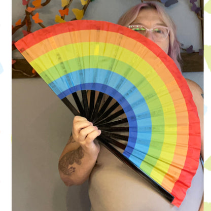 Rainbow folding hand fan