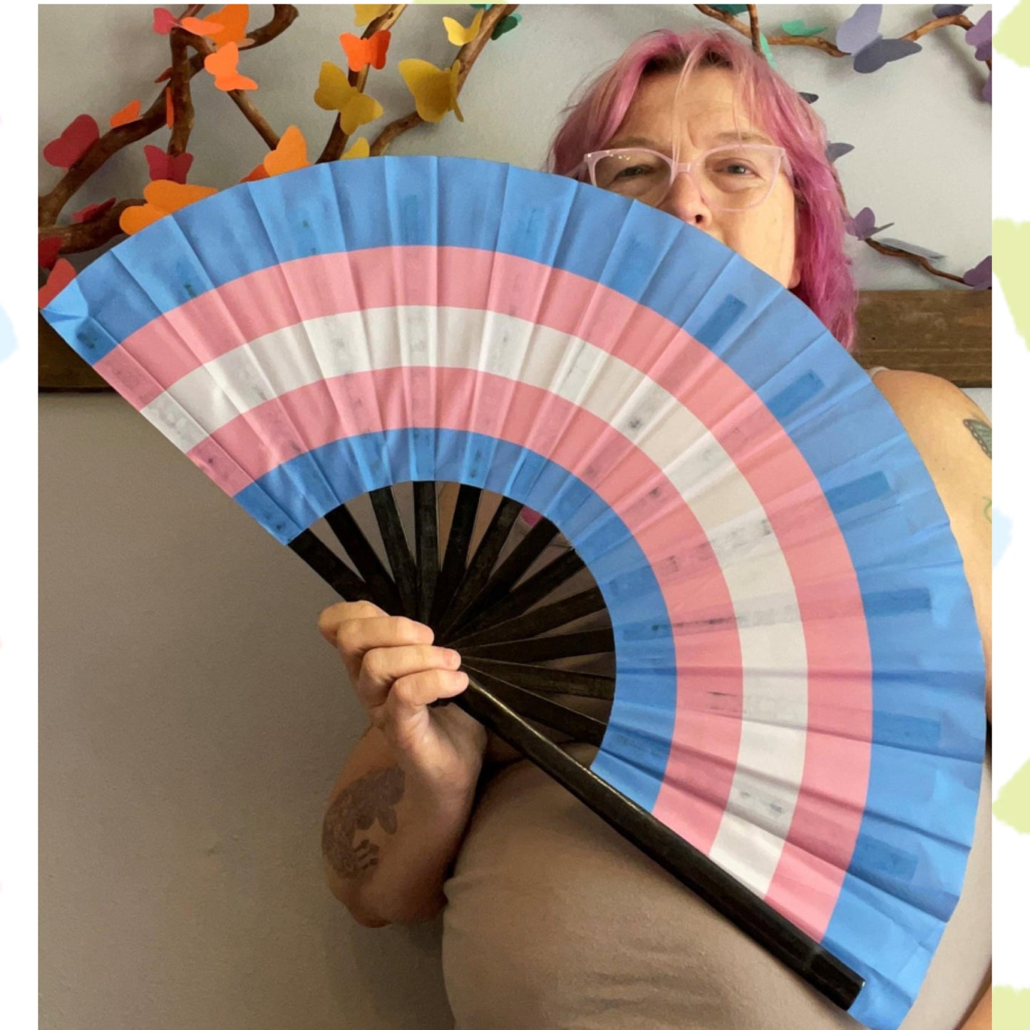 Transgender folding hand fan