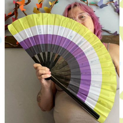 Nonbinary folding hand fan