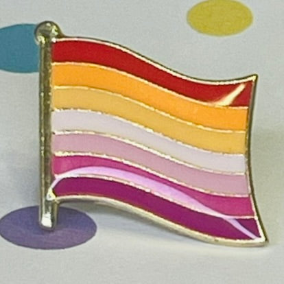 LGBTQA Lesbian Pride flag lapel pin (Orange Wave)