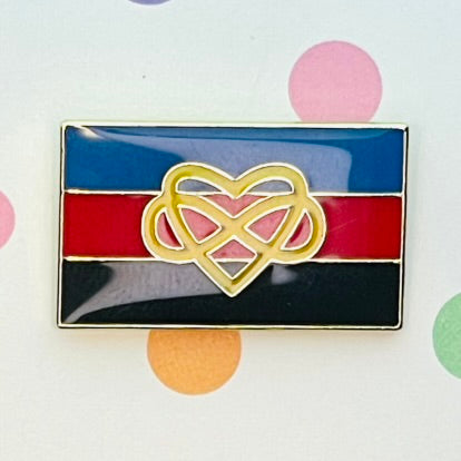 Polyamory Infinity Heart Pride Flag Lapel Pin