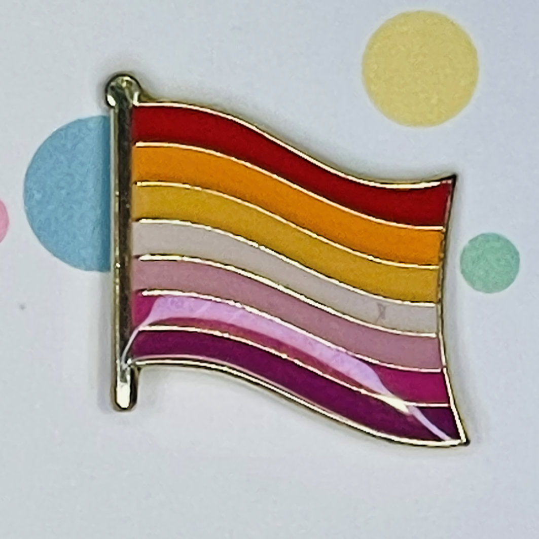 LGBTQA Lesbian Pride flag lapel pin (Orange Wave)