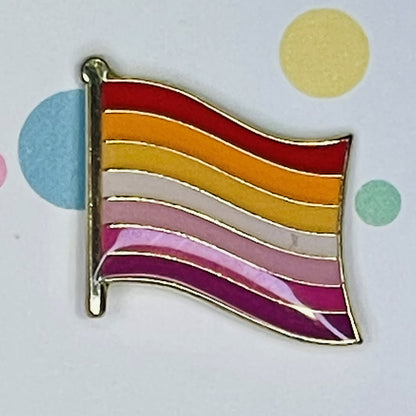 LGBTQA Lesbian Pride flag lapel pin (Orange Wave)