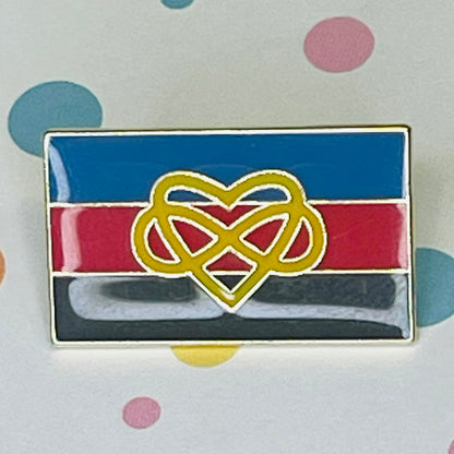 Polyamory Infinity Heart Pride Flag Lapel Pin