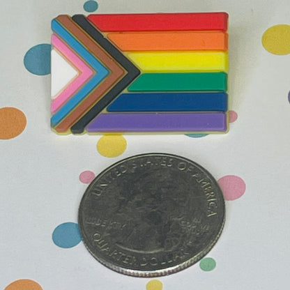 Progress Pride Flag Lapel Pin (Rubber)