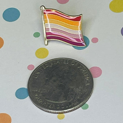 Lesbian Orange Pride flag lapel pin