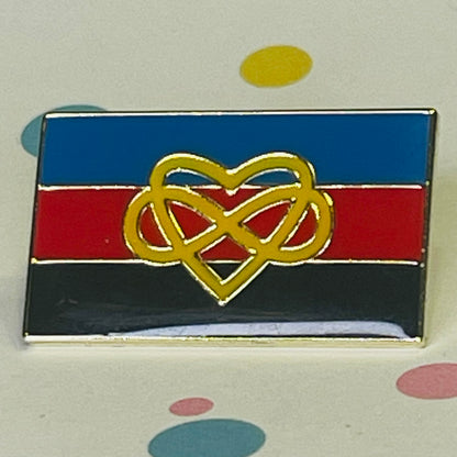 Polyamory Infinity Heart Pride Flag Lapel Pin