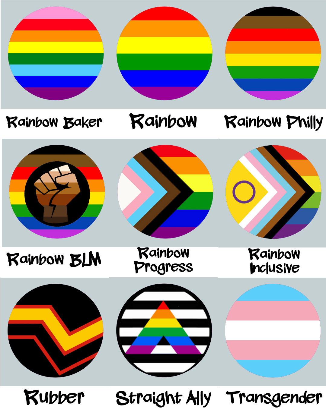 Flag Pride Buttons - Choose your own! LGBT 2-1/4" pinback