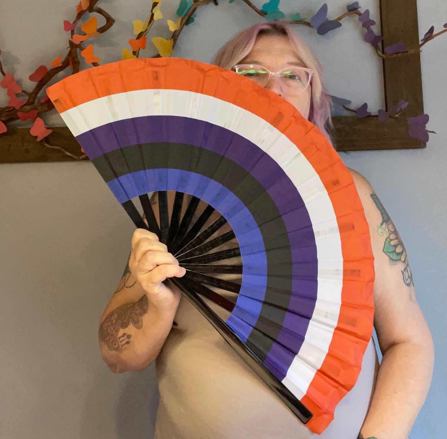 Fabulous! Fierce! Large LGBTQA Genderfluid folding hand fan