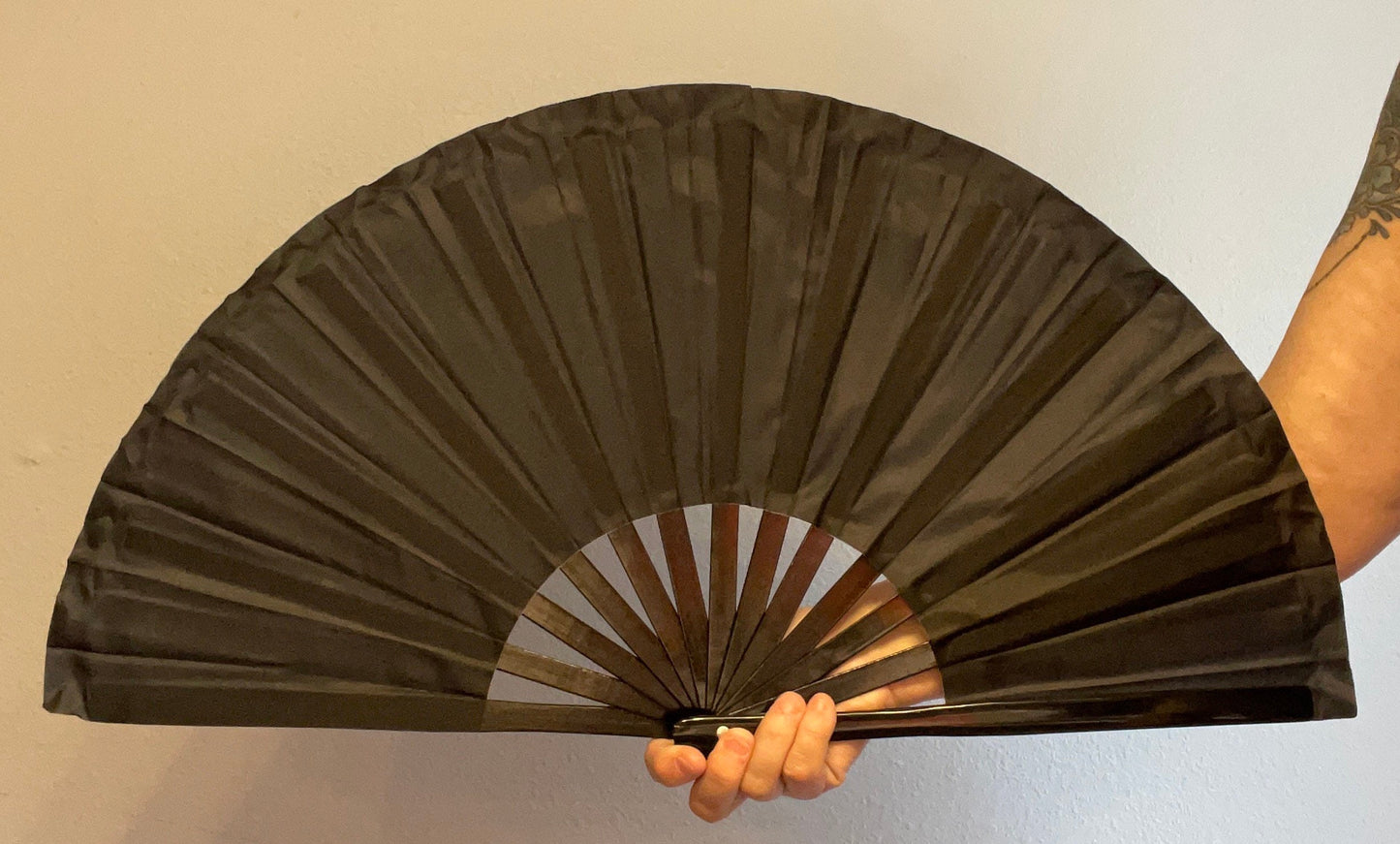Fabulous! Fierce! Large Dramatic Black folding hand fan