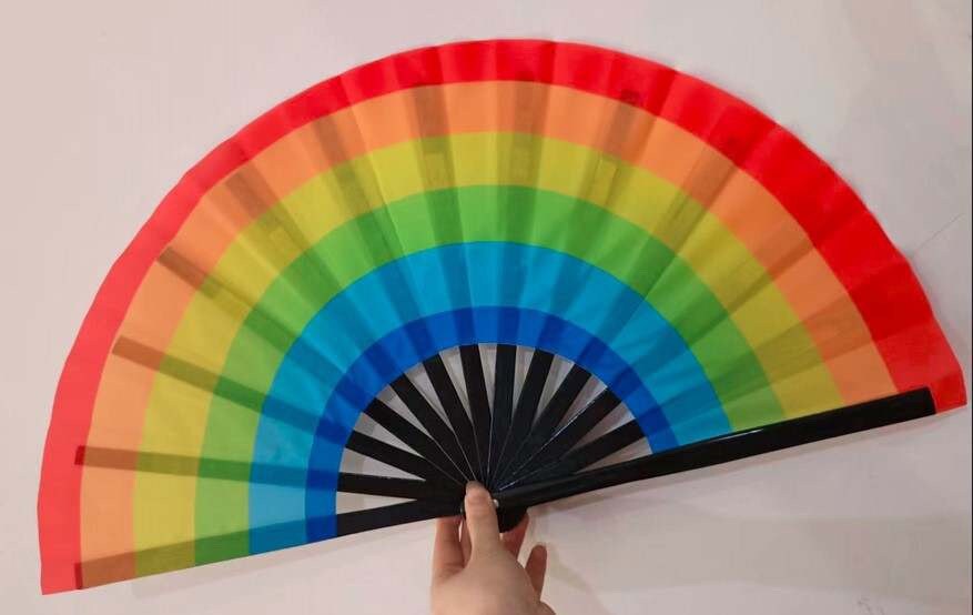 Fabulous! Fierce! Large LGBTQA Rainbow folding hand fan