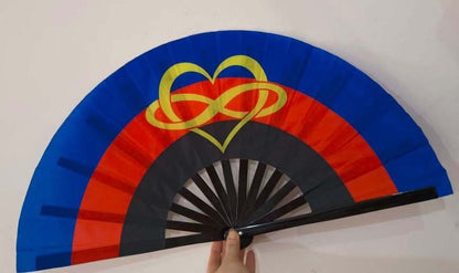 Fabulous! Fierce! Large LGBTQA Polyamory infinity heart folding hand fan