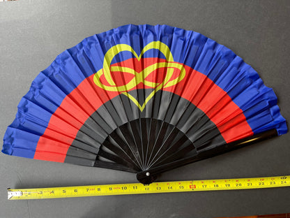 Fabulous! Fierce! Large LGBTQA Polyamory infinity heart folding hand fan