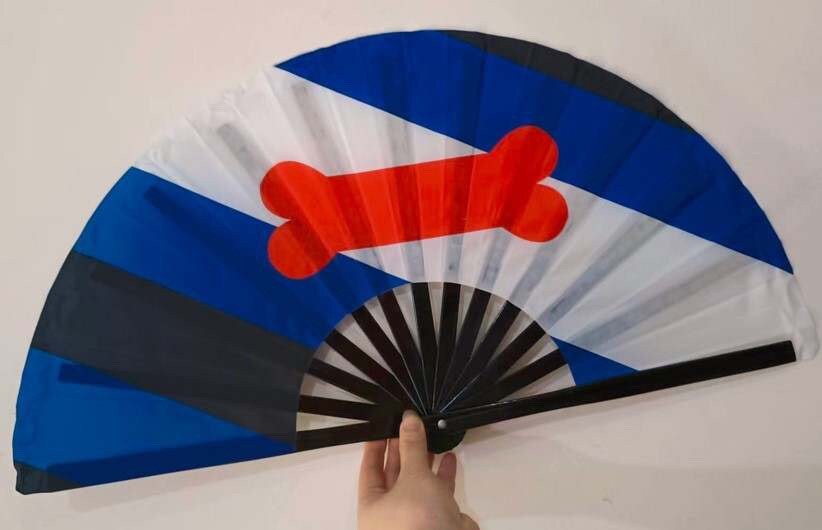 Fabulous! Fierce! Large LGBTQA Puppy Play Pride folding hand fan
