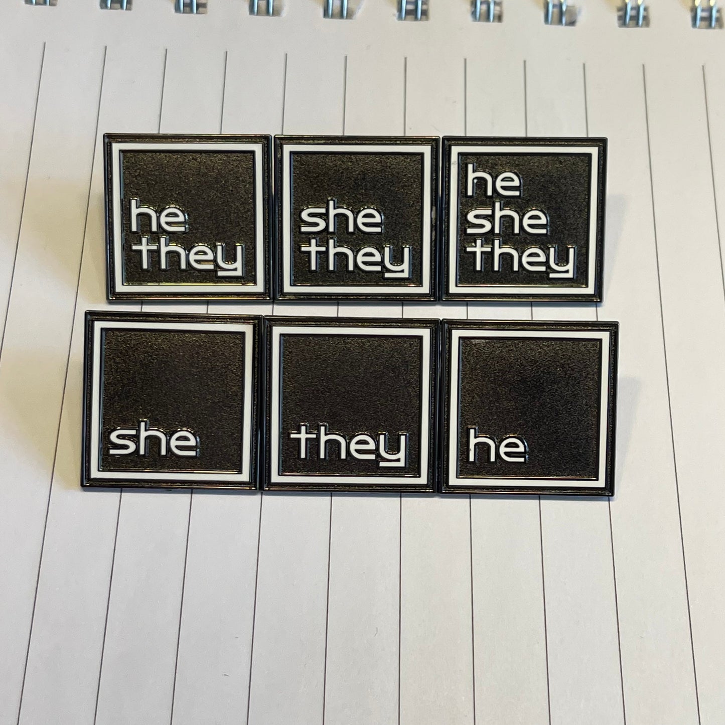 Pronoun Lapel Pins - Clean and Professional - Easy to Read - SHE/THEY
