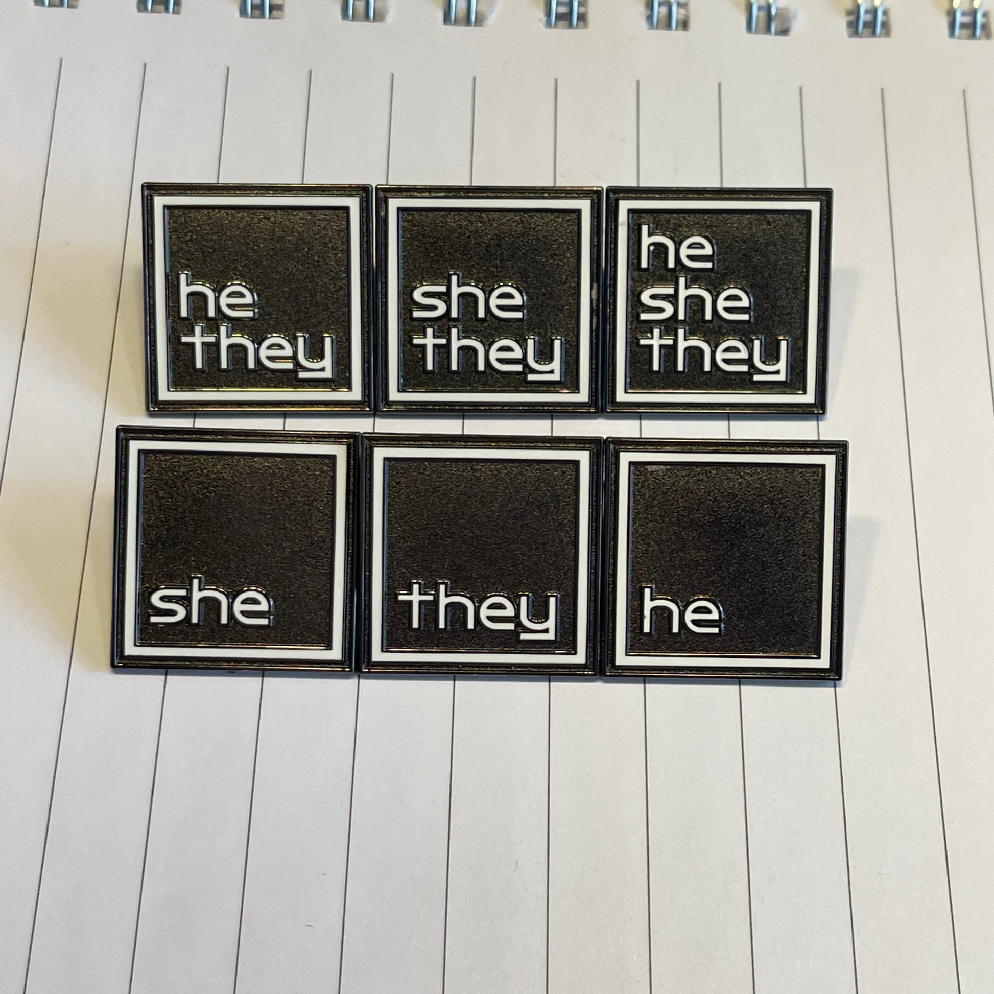 Pronoun Lapel Pins - Clean and Professional - Easy to Read - SHE/THEY