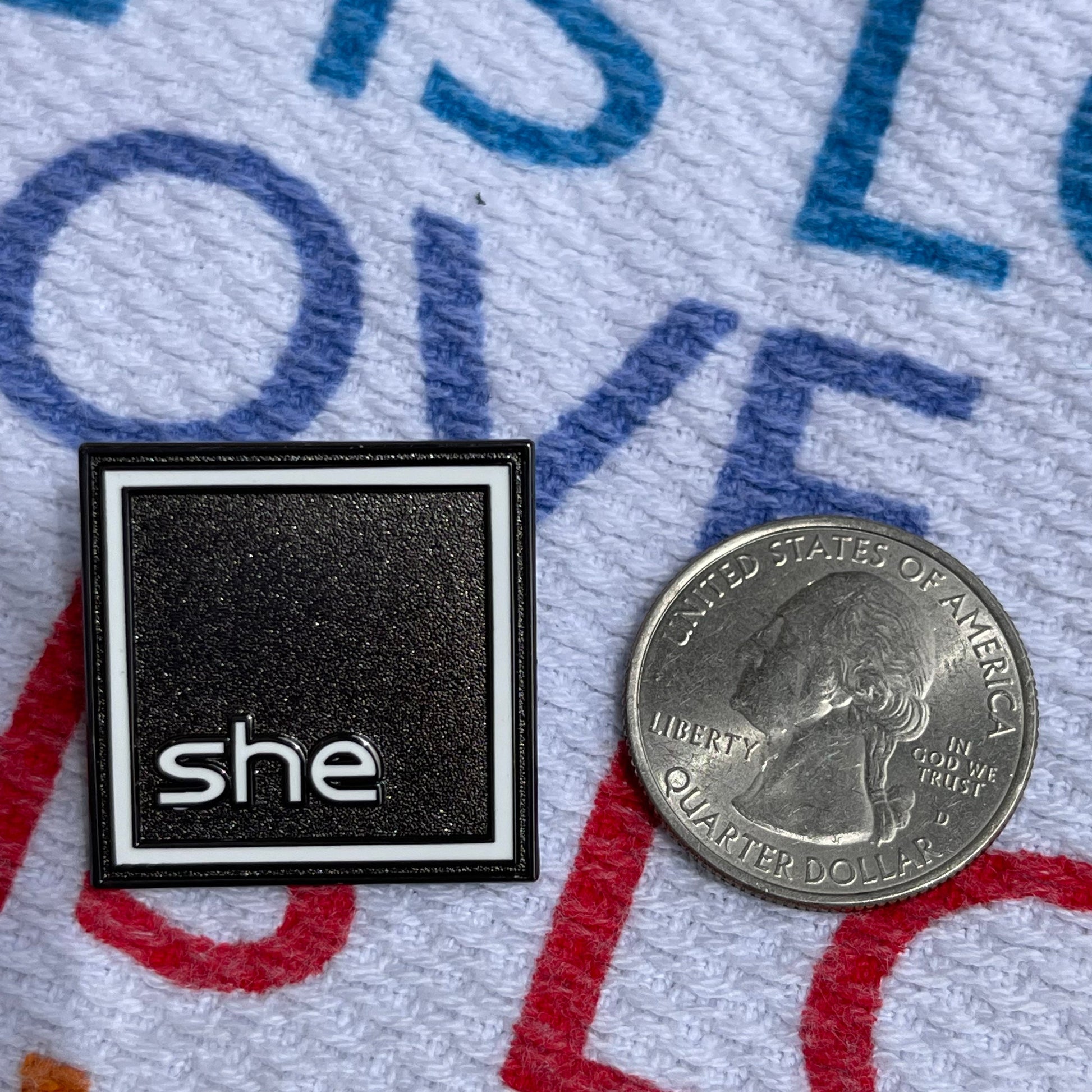 Pronoun Lapel Pins - Clean and Professional - Easy to Read - SHE