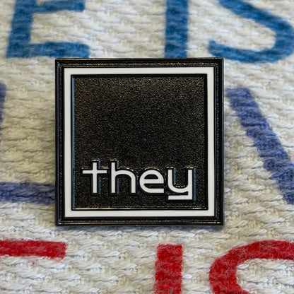 Pronoun Lapel Pins - Clean and Professional - Easy to Read - THEY