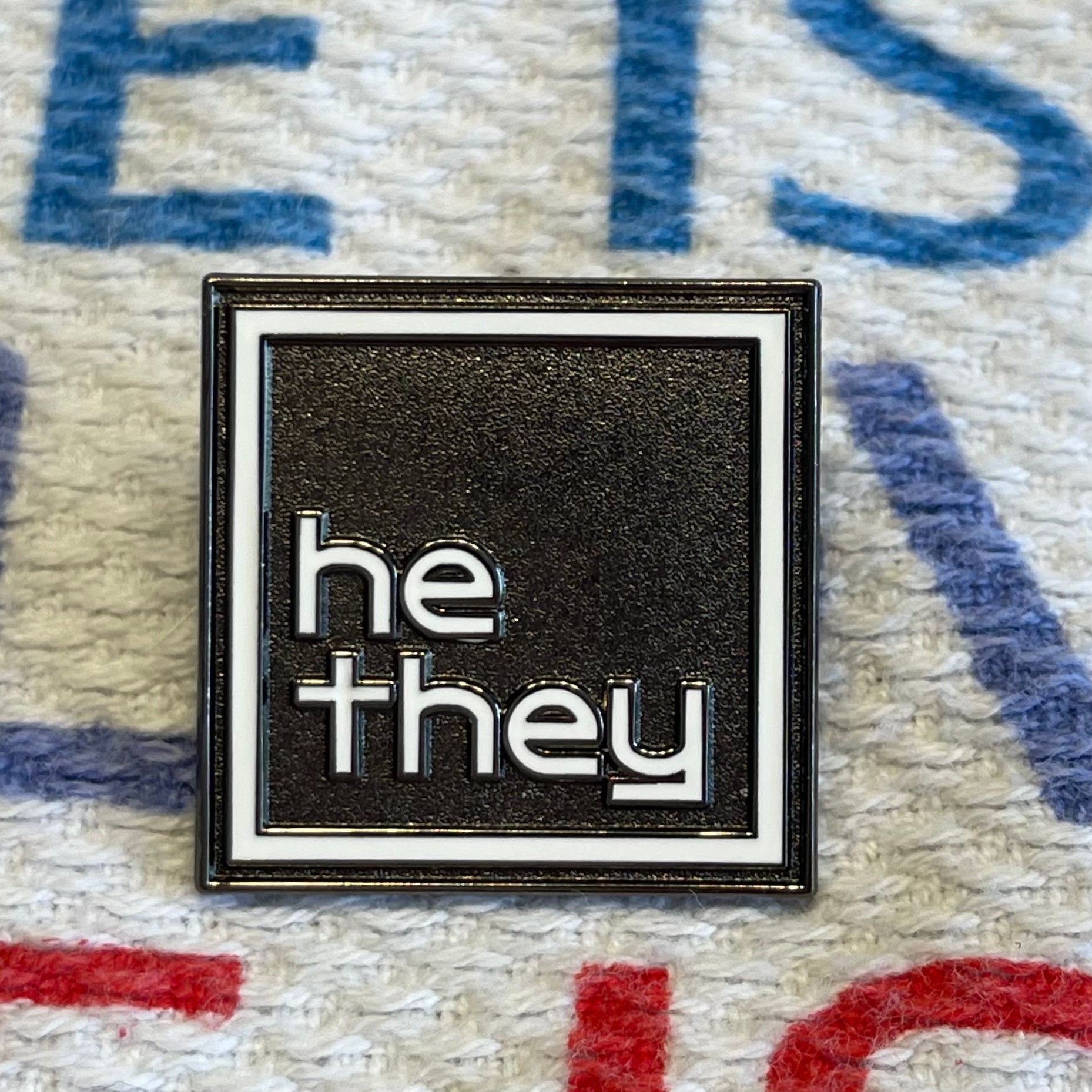 Pronoun Lapel Pins - Clean and Professional - Easy to Read - HE/THEY