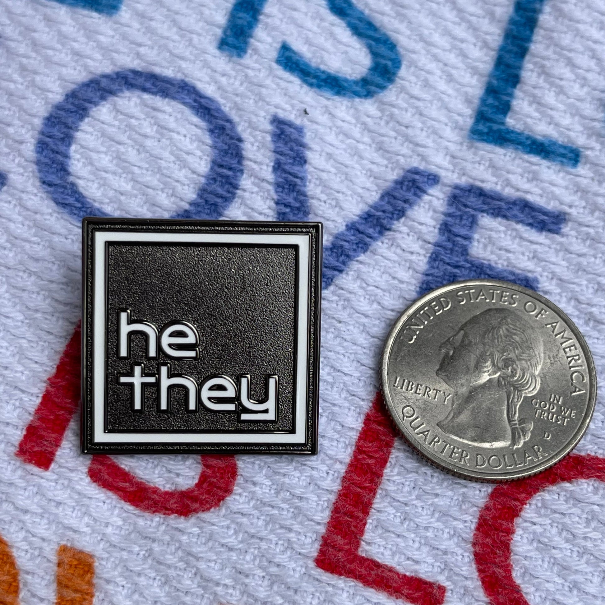 Pronoun Lapel Pins - Clean and Professional - Easy to Read - HE/THEY