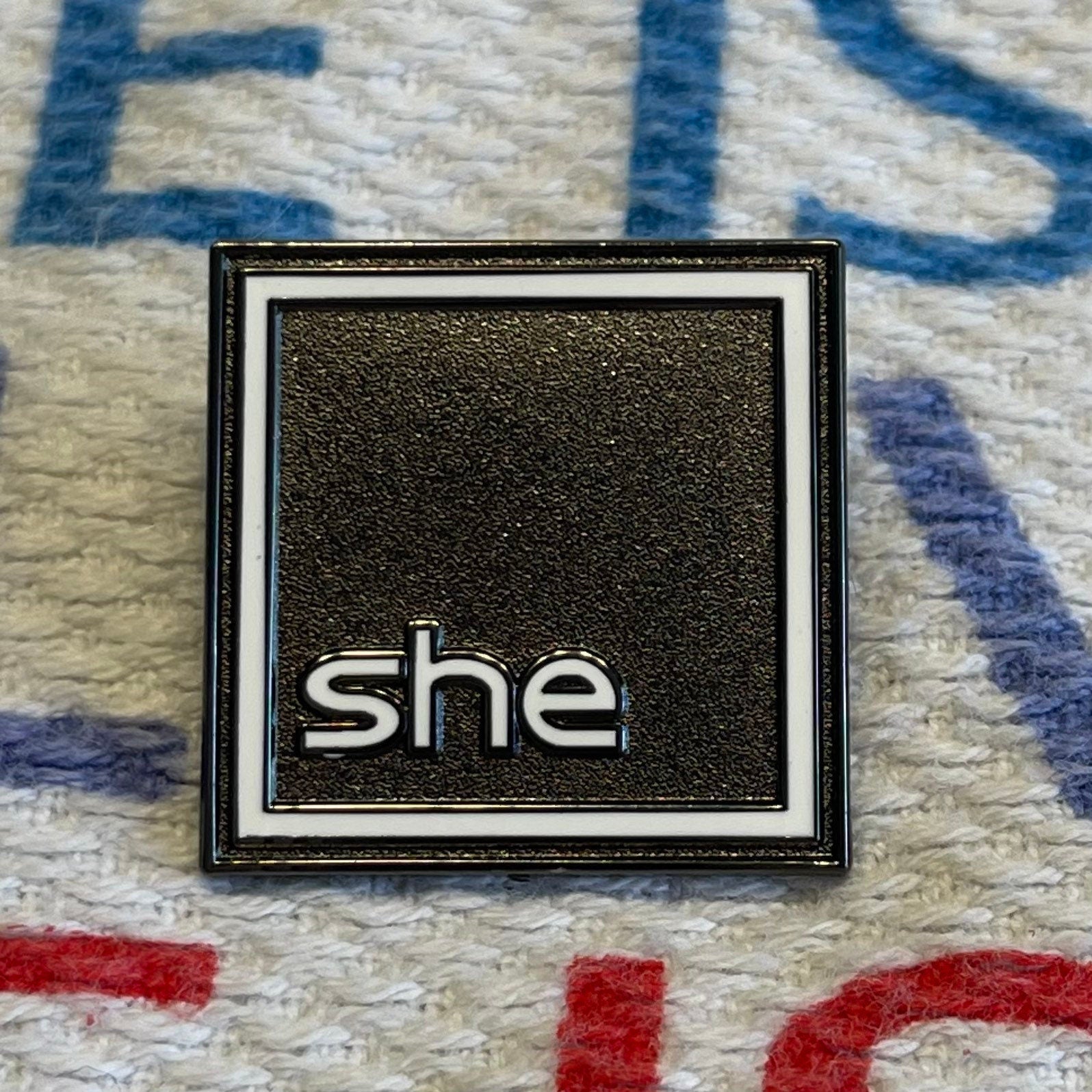 Pronoun Lapel Pins - Clean and Professional - Easy to Read - SHE