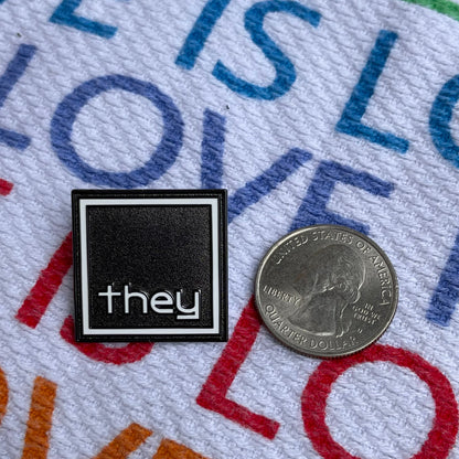 Pronoun Lapel Pins - Clean and Professional - Easy to Read - THEY