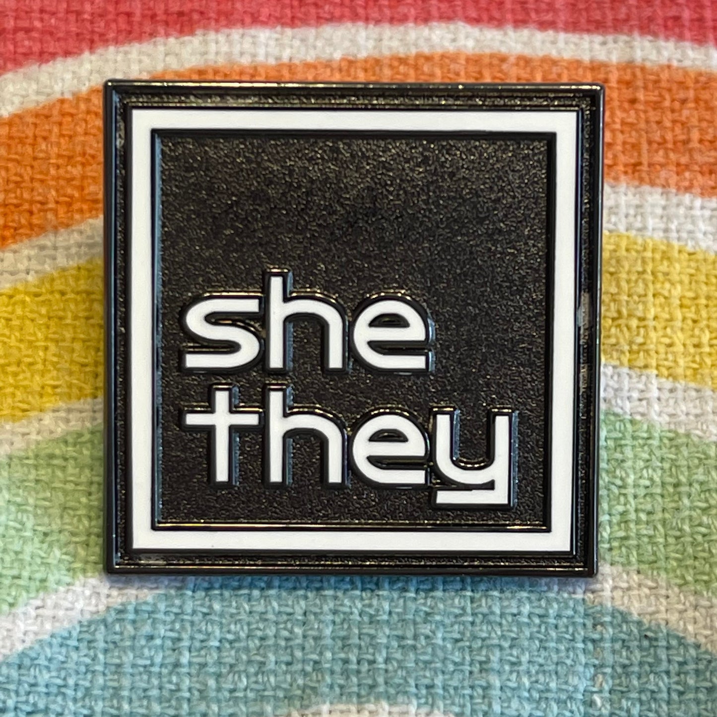 Pronoun Lapel Pins - Clean and Professional - Easy to Read - SHE/THEY