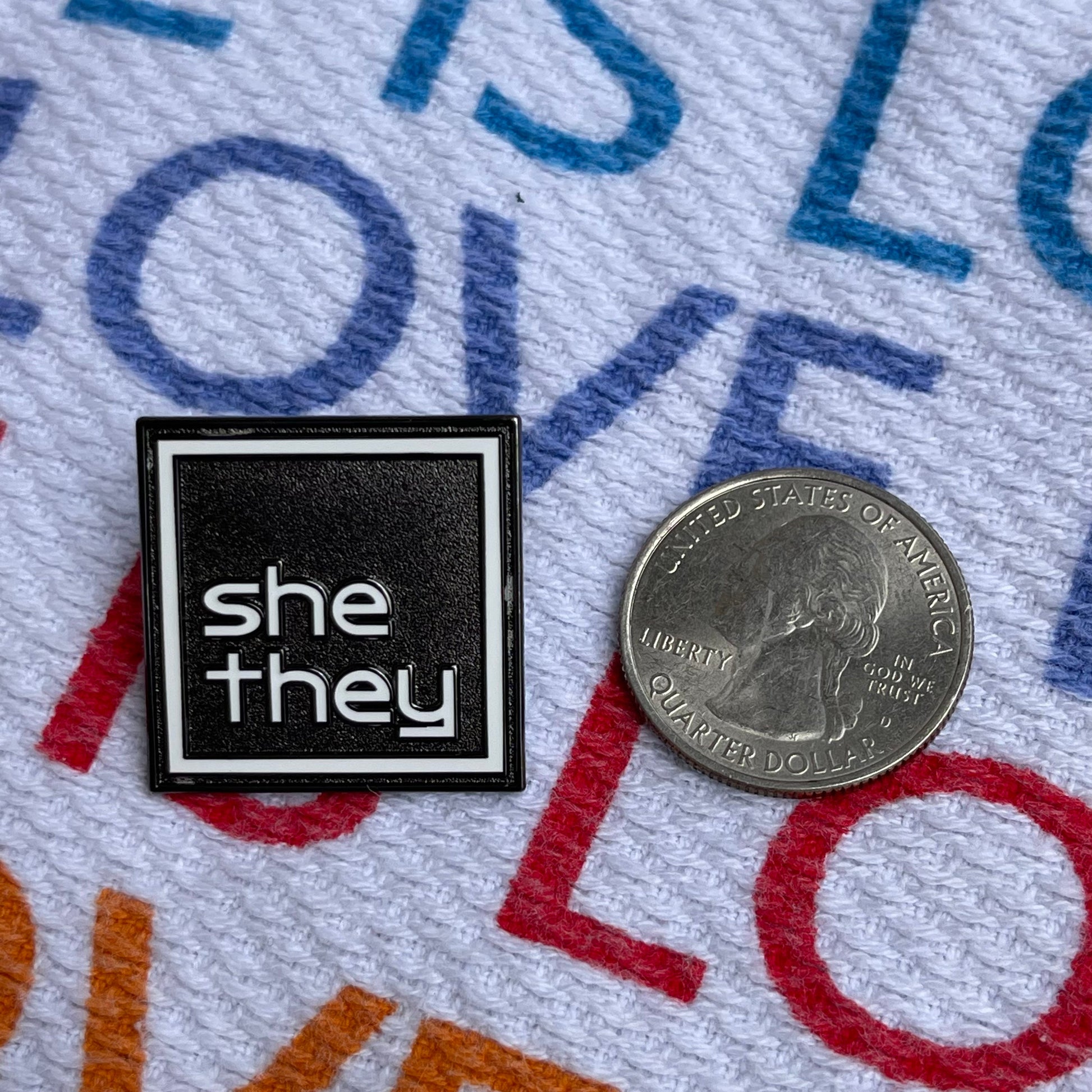 Pronoun Lapel Pins - Clean and Professional - Easy to Read - SHE/THEY