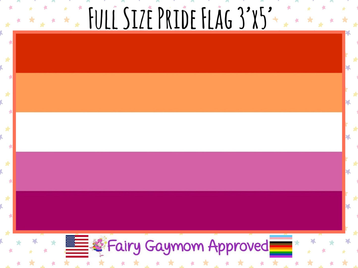LGBTQA Orange Community 5 stripe Lesbian Pride Flag