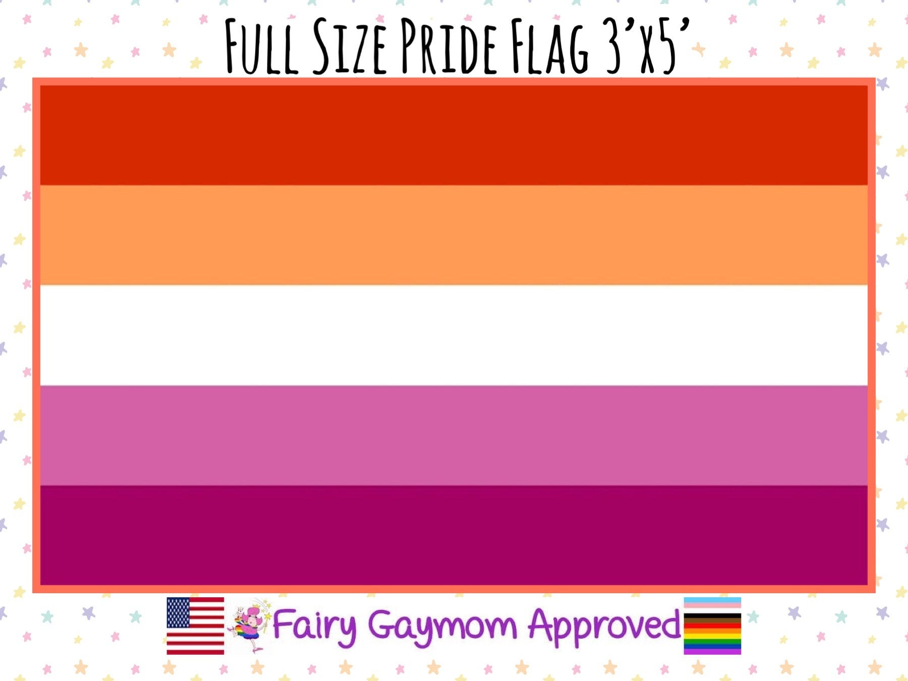LGBTQA Orange Community 5 stripe Lesbian Pride Flag