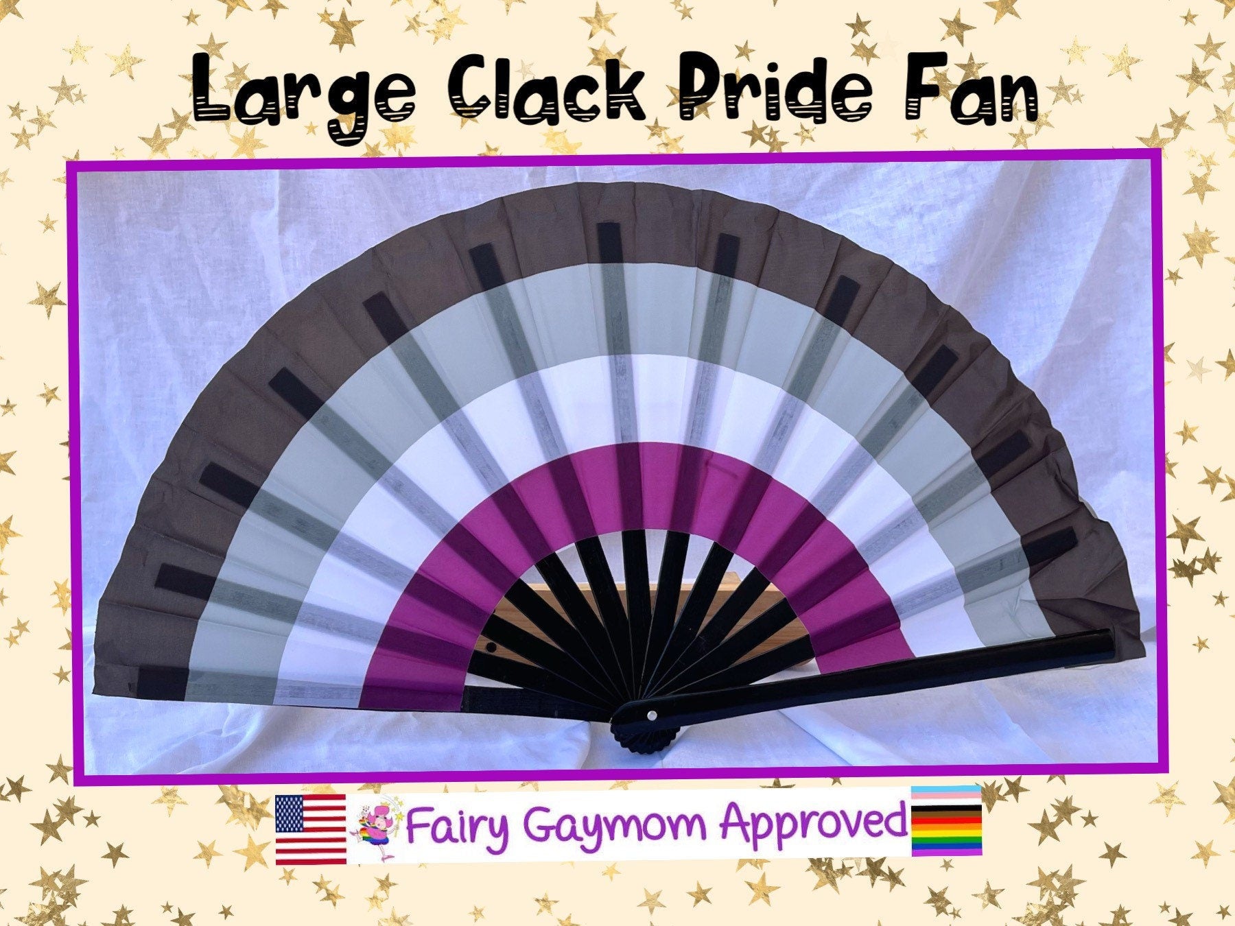 Fabulous! Fierce! Large LGBTQA Asexual folding hand fan