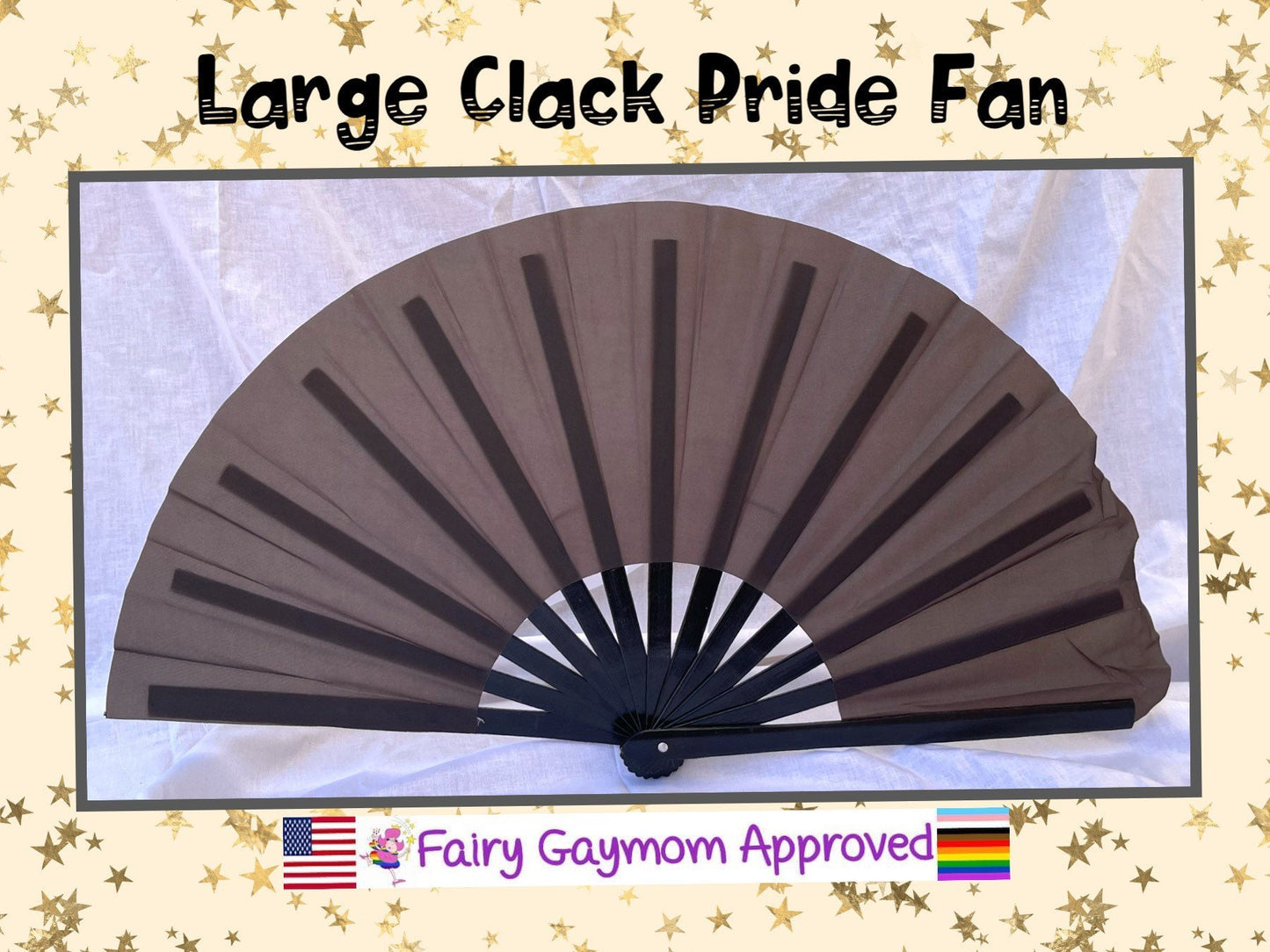 Fabulous! Fierce! Large Dramatic Black folding hand fan