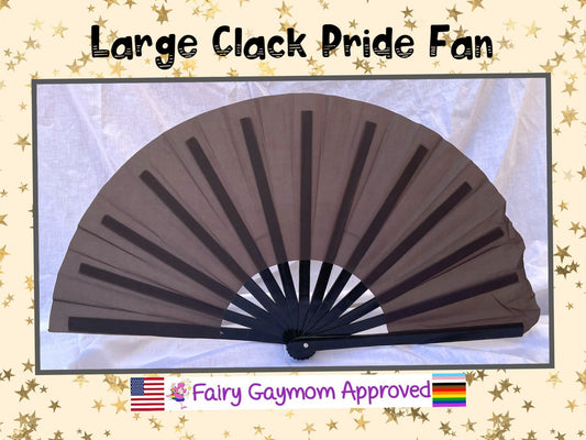 Fabulous! Fierce! Large Dramatic Black folding hand fan