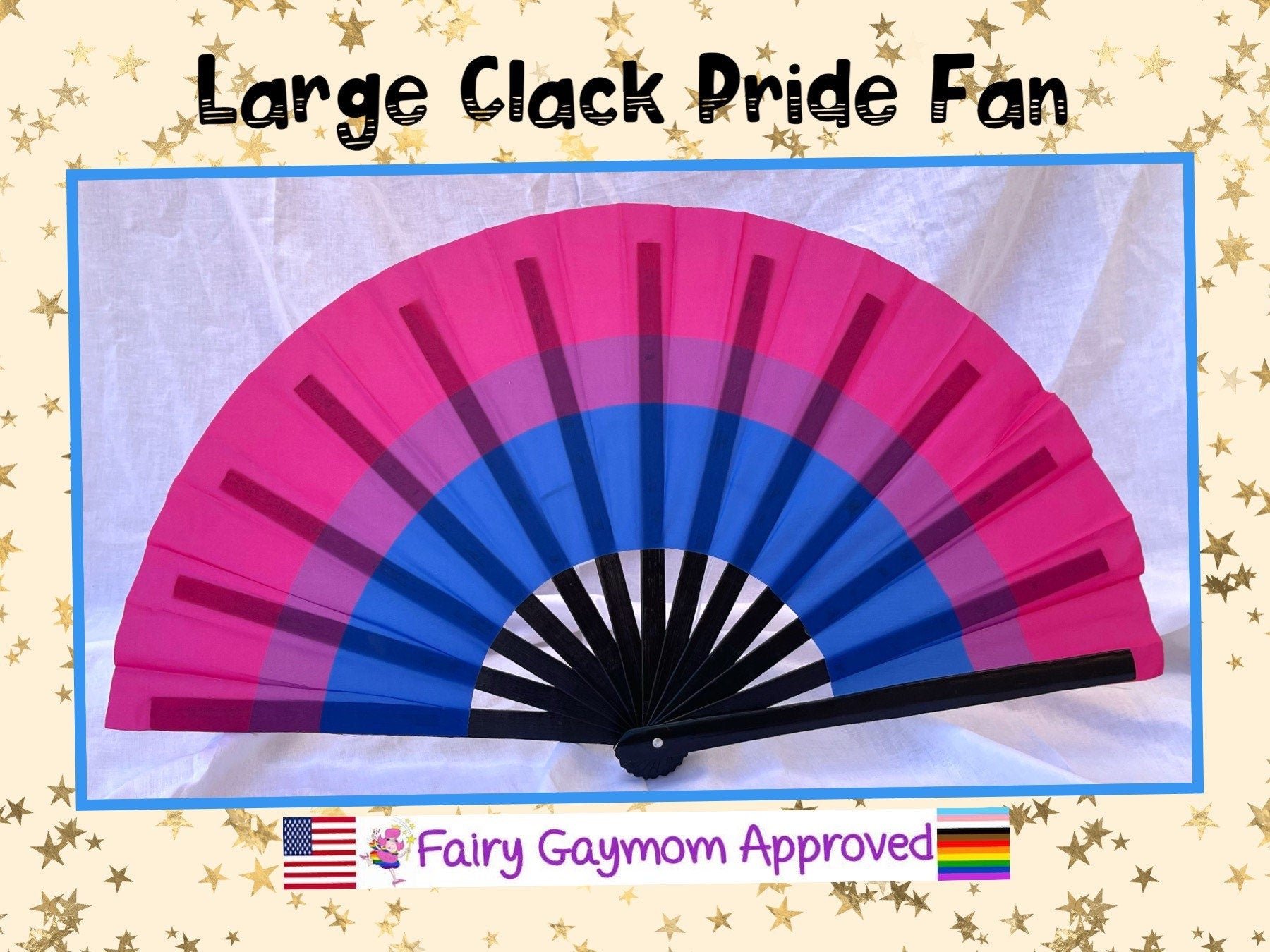 Fabulous! Fierce! Large LGBTQA Bisexual folding hand fan
