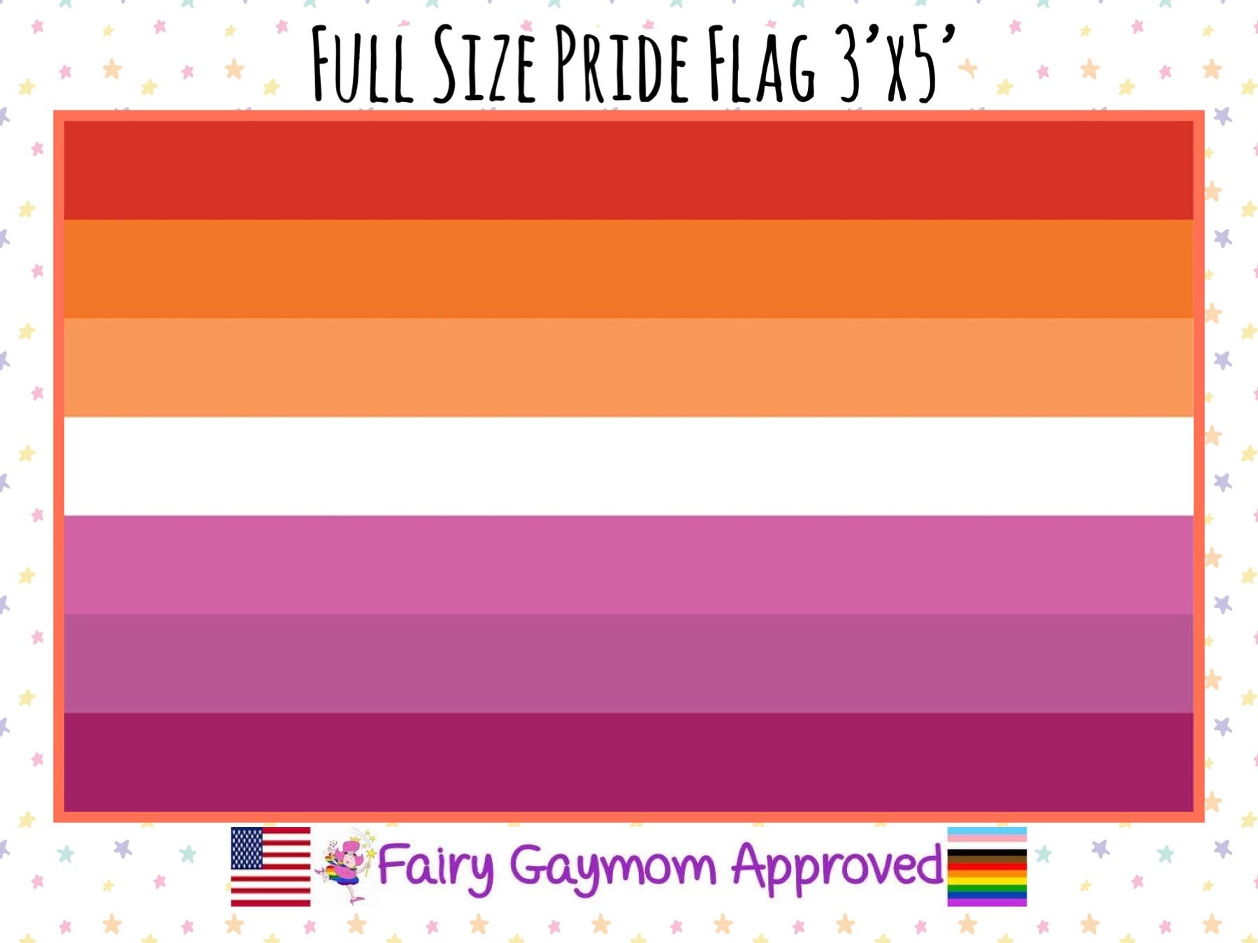LGBTQA Orange Community 7 stripe Lesbian Pride Flag