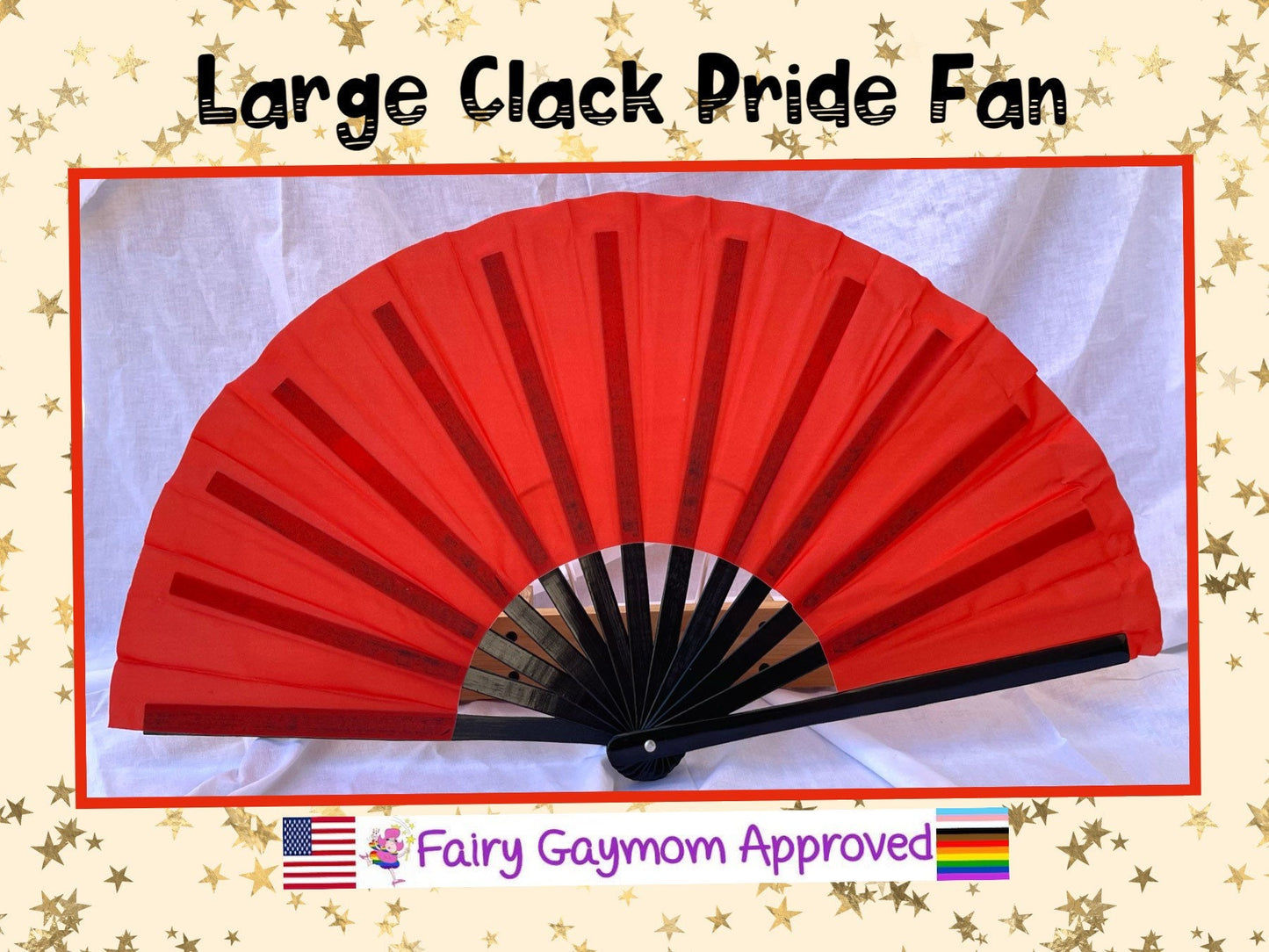 Fabulous! Fierce! Large Dramatic Red folding hand fan