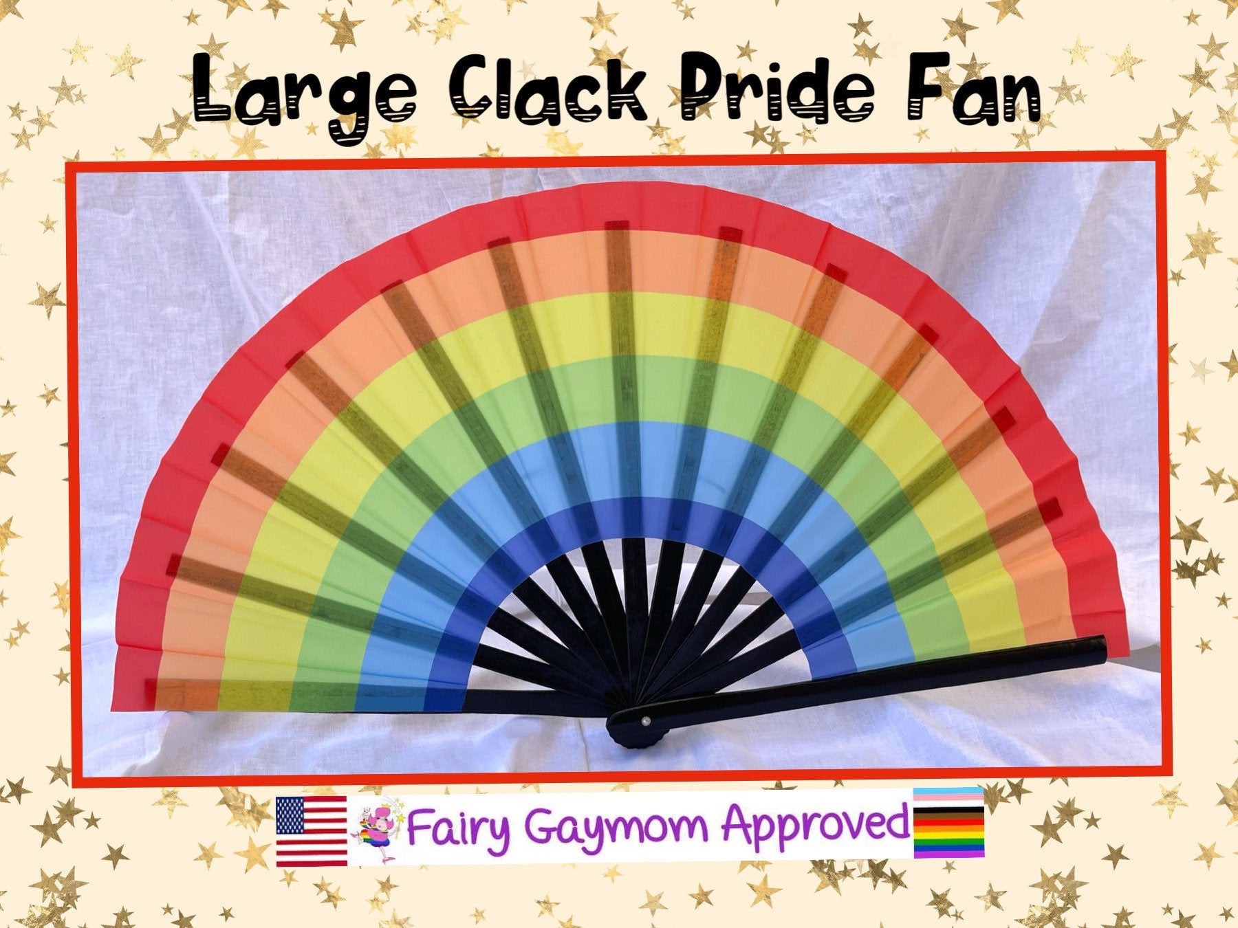 Fabulous! Fierce! Large LGBTQA Rainbow folding hand fan