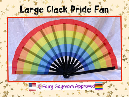 Fabulous! Fierce! Large LGBTQA Rainbow folding hand fan