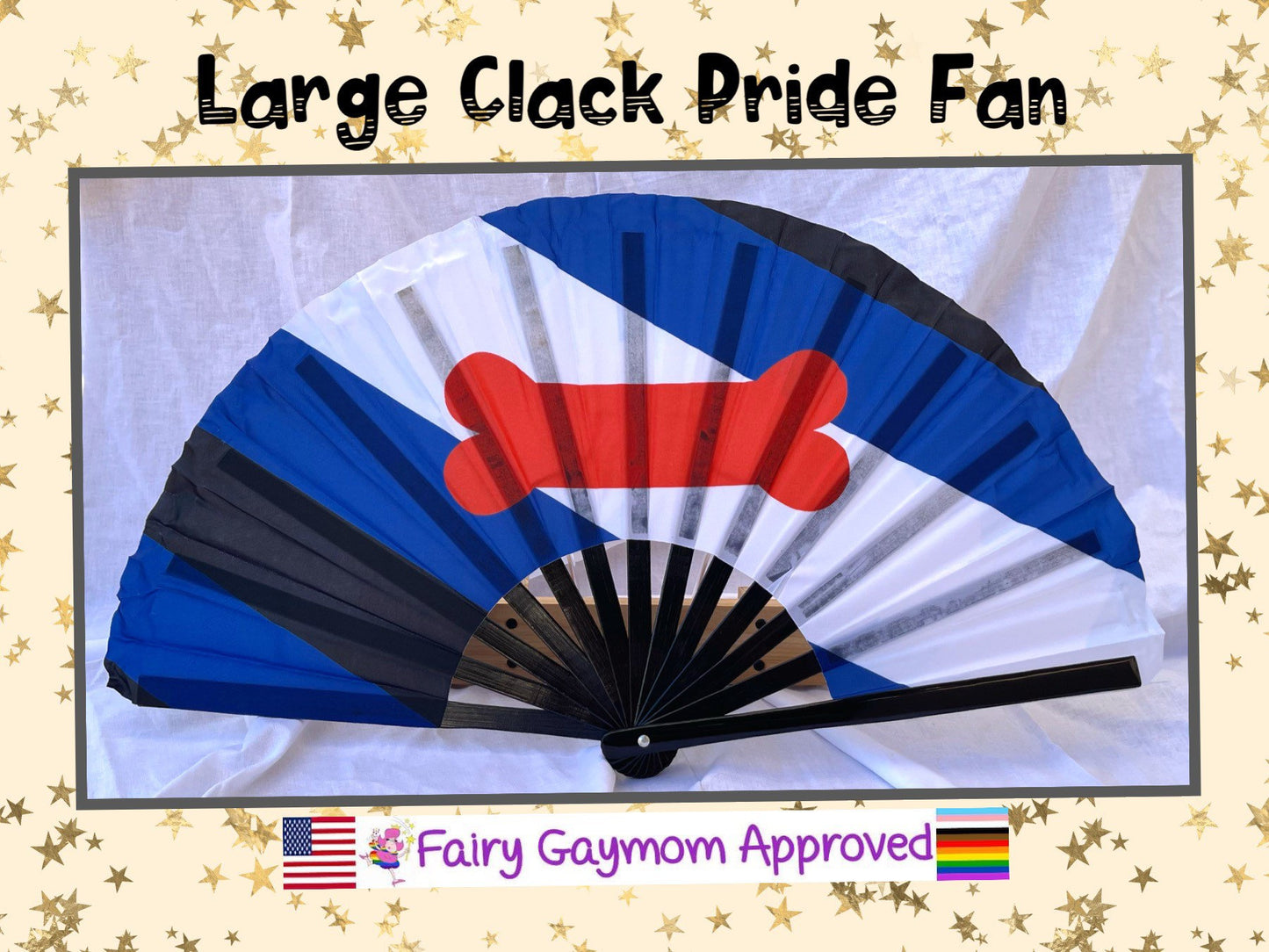 Fabulous! Fierce! Large LGBTQA Puppy Play Pride folding hand fan