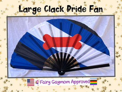 Fabulous! Fierce! Large LGBTQA Puppy Play Pride folding hand fan