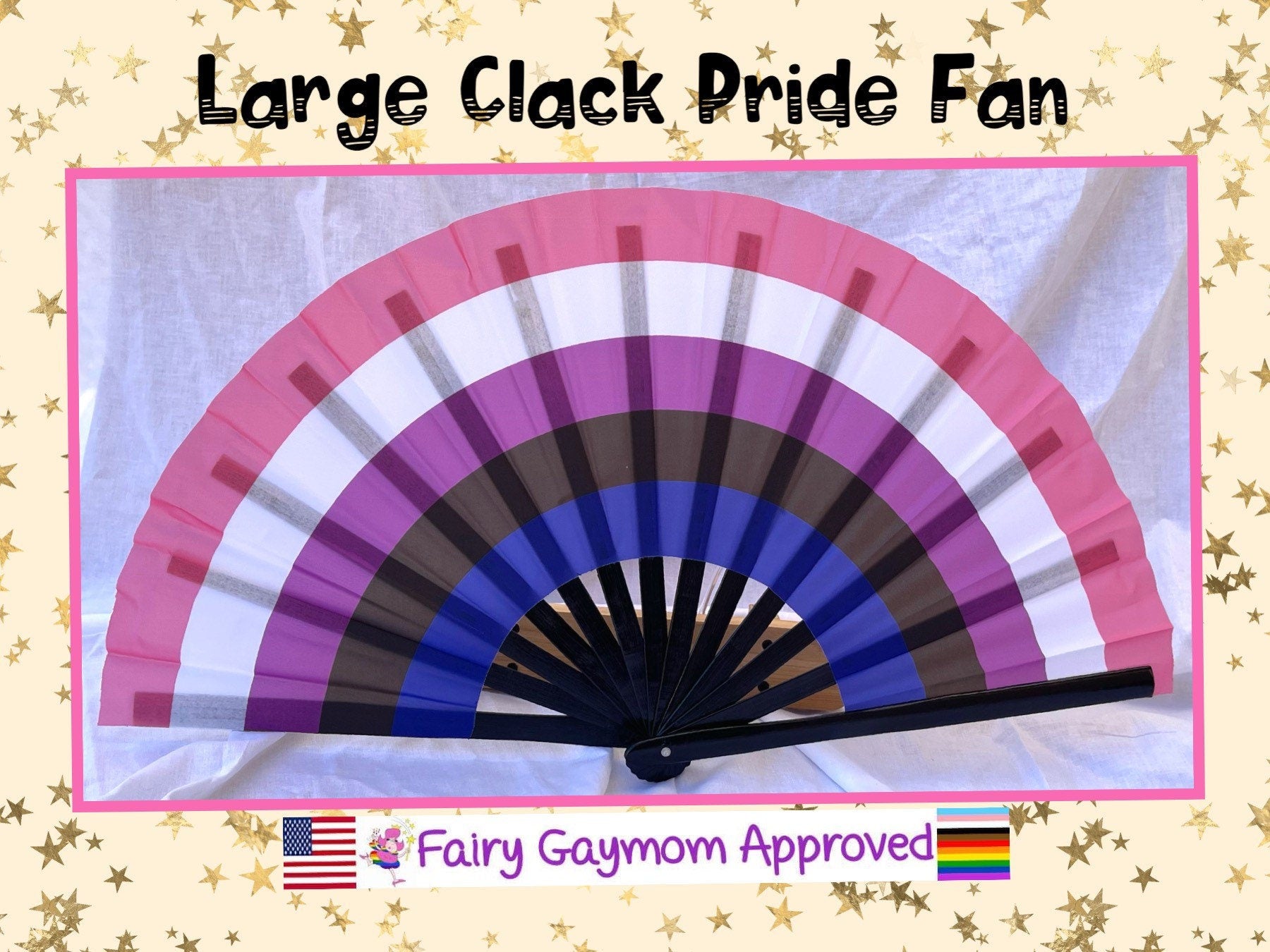 Fabulous! Fierce! Large LGBTQA Genderfluid folding hand fan